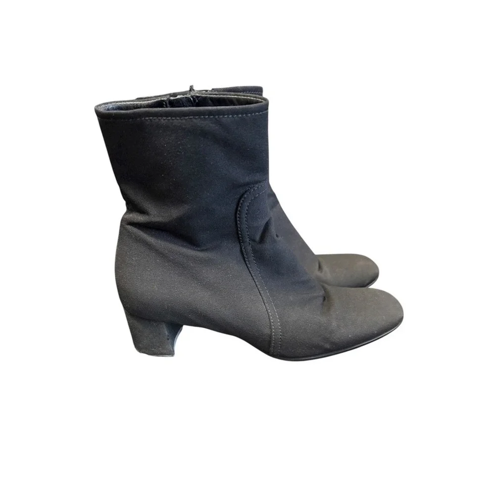 Prada Black Fabric Block‎ Heel Ankle Boots Women's Size 38.5/8.5